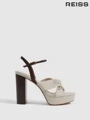 Reiss Natural Heidi Raffia Platform Heels (991959) | $360
