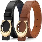 [KEYRI] 2 Pack Women’s Leather Belts Ladies Belts for Jeans Pants Dresses Adjustable Belts Skinny Belt Retro Vintage Belt Waist Belt Fashion Women's Accessories Waist Strap