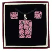 GlassOfVenice Murano Glass Millefiori Necklace and Earrings Set - Pink