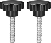 uxcell 2 Pcs Star Knobs Grips M10 x 70mm Male Thread Steel Zinc Stud Black PP
