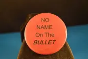 "NO NAME ON THE BULLET" (red) BUTTON pinback pin badge 2 1/4" NEW! Audie Murphy