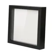 Shadow Box Picture Frame with Linen Board - Deep Wood & Glass 8x8 Black