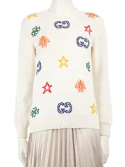Ecru Logo Embroidered Knit Jumper