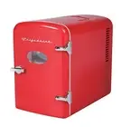 Retro Red Mini Fridge Compact Personal Refrigerator 6 Soda Can Snacks Bottles