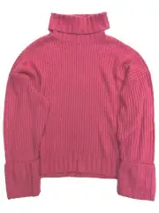 Nine West Womens Pink Cable Knit Turtle Neck Pull-Over Sweater XX-Large