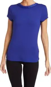 Ted Baker- JACII- Neck Detail Fitted Jersey Tee- Navy Blue- NIP- TB1=US2-4 - $79
