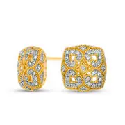 0.2 CT. T.W. Diamond Clover Heart Vintage-Style Stud Earrings in Sterling Silver with 18K Gold Plate