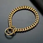 Encryption Dog Ring Pet Dog Necklace Cuban Chain Dog Collar Golden Chain