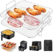 2 Layers Stackable Cooling Rack, Stainless Steel Stand Grill Accessories, Square Wire Cooling Racks for Cookie, Pizza, Cake, 20 * 20 * 9cm