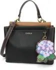 NEW Chala Converts Satchel Crossbody Tote Black Vegan POPPY Flower Coin Purse