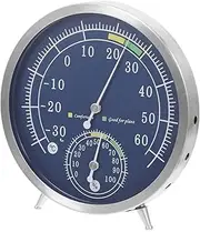 Stainless Steel Thermohygrometer Accurate Thermometer Humidity Gauge for Home Sauna Barometer Fahrenheit