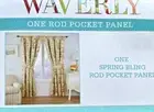 Waverly Spring Bling Floral Rod Pocket Back Tabs Platinum Curtain 52"x63", NEW