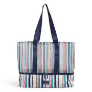 NWT Vera Bradley Mesh Dual Compartment Tote Cabana Stripe Large Bag
