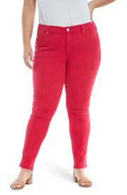 SLINK Jeans Slim Fit Jeans in Rose Red at Nordstrom, Size 20W