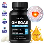 Daily Omega 3 6 9 Plus Turmeric - EPA & DHA - Supports Heart & Joint Health