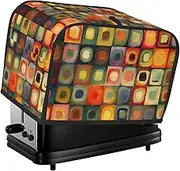 Abstract Art Squares Toaster Cover 2 Slice Bread Machine Covers Waterproof Universal Size Kitchen Small Appliance Cover with Hang Loop, Dust and Fingerprint Protection