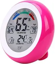 Meichoon Indoor Outdoor Thermometer Hygrometer,Wireless Electronic Temperature Humidity Meter,Round Touch Screen Household Digital LCD Display Thermometer,Weather Station Tester,UD02 Red