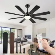62 Inch Ceiling Fans with Lights, Black Modern Ceiling Fan with Remote,Large ...