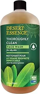 Desert Essence Thoroughly Clean Face Wash Original Deep Cleansing Formula with Tea Tree, Castile Soap & Coconut Oil - 32oz - Soothing, Unisex Skin Cleaning Agent