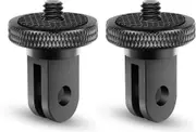 Tripod Adapter Camera Mount Accessory Aluminum Adapter Mounting Cameras To For Gopro Mount And Other Action Cameras (2 Pieces, Black)