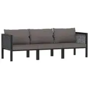 3-Seater Sofa with Cushions Anthracite Poly Rattan