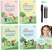 Grooved Kids Writing Books | 4X Practice Copybook Handwriting Workbooks,Indented Handwriting Practice with Accessories, Calligraphy Learning Kit for Preschool