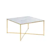 Modern Furniture KOLINA Glass Coffee Table 80cm - White & Golden Chrome