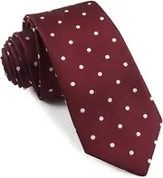 [OTAA] Mahogany Maroon with White Polka Dots Skinny Tie Casual Ties for Men - Perfect Neck Tie for Groomsmen Wedding Ties or Formal Occasions - Ideal Gifts for Him
