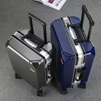 在飛比找ETMall東森購物網優惠-新款行李箱鋁框24寸pc商務旅行箱密碼學生萬向輪拉桿箱男拉鏈