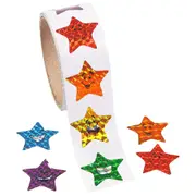 Prismatic Star Smiley Face Stickers (Roll of 100)