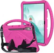 Jarttarn Compatible with Lenovo Tab P12 12.7 inch 2023 (TB-370FU/TB-371FC) Case, Kids Shockproof Handle Stand Tablet Cover Case for Lenovo Tab P12 with Shoulder Strap (Rose Red)