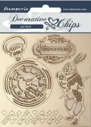 Stamperia DECORATIVE CHIPS - 5.5" x 5.5" - ALICE IN WONDERLAND - WHITE RABBIT