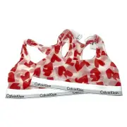 Calvin Klein Women's Modern Cotton V-Day Unlined Bralette Pack of 2 Size L Red