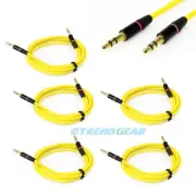5X 4FT 3.5MM AUX JACK MALE AUDIO STEREO CABLE CORD YELLOW FOR IPHONE 5S 5C IPOD