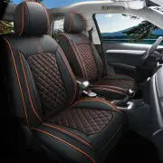 Comfortable Leather Auto Car Seat Covers Front & Rear Seat Protector Fit Seda...