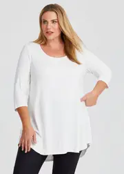 [Taking Shape] Taking Shape Bamboo Base 3 / 4 Sleeve Top Size 16 in Winter White - Plus Size Women's Basics Winter White