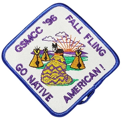 Vintage Girl Scouts Patch GSMCC '96 Fall Fling Go Native American! 3x3