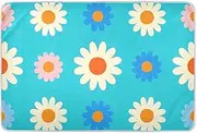 Lovely Daisy Floral Peach White Blue Toddler Mattress Pads Highly Absorbent Mattress Pad Changing Incontinence Pads for Children Adults Pets , 52" L x 34" W almohadillas reutilizables para