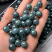 10pcs Real Grade A Natural Blue Jade Jadeite Men 12mm Round Loose Beads For Diy
