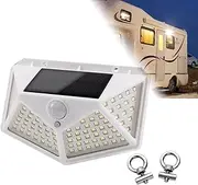 Solar RV Awning LED Lights, 100LED Campervan Porch Exterior Light, Motion Sensor Light with 2pcs Slide on Awning Rail For Van Caravan Motorhome Outdoor Lighting