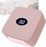 54w Nail Phototherapy Lamp,Cordless Battery Operated Nail Lamp with Automatic Sensor,Built-in 30 Lamp Beads,UV/LED Light Source,3 Timer Settings,Removable Led Nail Lamp,Red