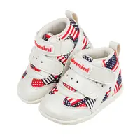 在飛比找PChome24h購物優惠-《布布童鞋》台灣製美國國旗紅色中筒寶寶機能學步鞋(13~15