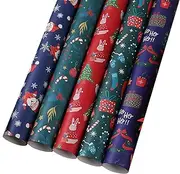 Qikam Christmas Wrapping Paper - Elk Rolled Wrapping Paper - Christmas Wrapping Paper Christmas Tree Pattern Wrap Paper for Boys Girls Kids