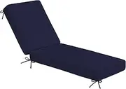 Sundale Outdoor Olefin Chaise Lounge Cushion, Water-Resistant Patio Lounge Chair Cushion, Thick Lounger Pad with 8 Straps Navy Blue, 72 x 21 x 4 Inches