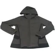 adidas Track Jacket Womens Large Green Full Zip COLD.rdy Hooded Running Hiking