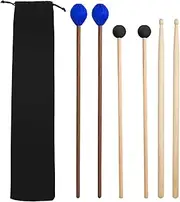 VixxNoxx 3 Pairs Maple Drum Mallets 5A Drum Sticks Marimba Mallets Rubber Xylophone Beaters Wooden Percussion Mallets with Drum Stick Bag