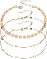 [Tummy Tub] Bracelets,Bracelet Jewellery,Anklet String Charm,Crystal Bracelet Women's Anklets Filled with Personalized Anklets Beach Feet Jewelry Gift 3 Layer Anklet Simplicity Anklet Tibetan Bracelet