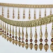 Fringe Trim，Curtain Tassels， 12 Yards Curtain Sewing Trim Tassel Beaded Lace Fabric Crafts Pendant Edge Sofa Decoration DIY Curtain Sewing Trim(Light Brown)