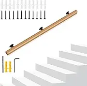 Wall Mount Stair Banister Rails - Solid Wood Handrail + Sturdy Metal Barckets, Stairs Hand Rails for Outdoor Indoor Deck Loft Porch Grab Bar Foot Rail(13.1ft/400cm)