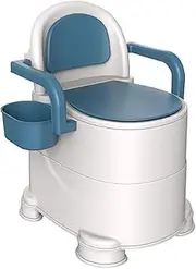 Bathroom Bedside Commode Adjustable Height Adult Portable Toilet Seat 3 in 1 Seniors Potty Chair Mobile Bath Shower Chair for Elderly and Pregnant Women Home Use